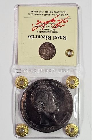 Carlo Alberto 5 lire 1844 Zecca G