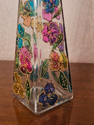 Tre Bottiglie in Vetro Decorate a Mano