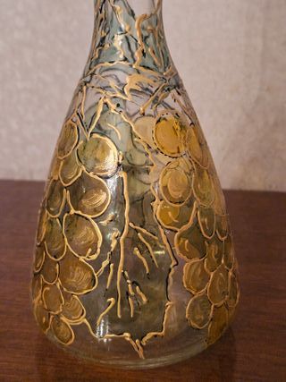 Tre Bottiglie in Vetro Decorate a Mano