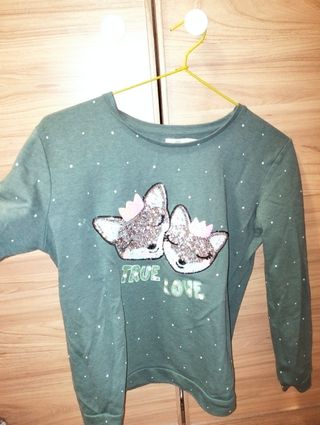 Sudadera de lentejuelas verdes niña
