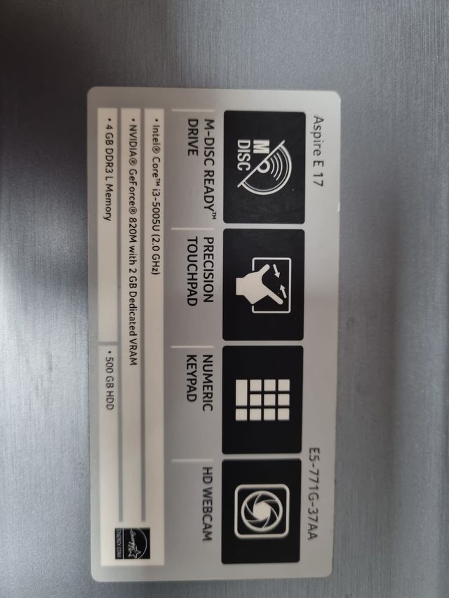 ACER ASPIRE E17 E5-771G-37AA