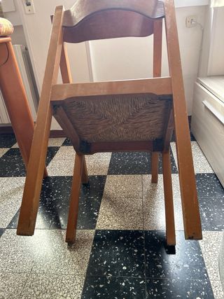 4 Sedie vintage in legno seduta in paglia