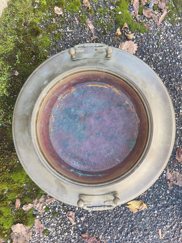 VECCHIO BRACERE in OTTONE/RAME con supporto