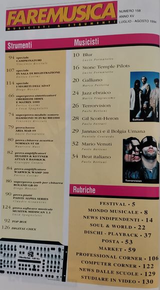 Rivista FARE MUSICA 158 1994 BLUR
