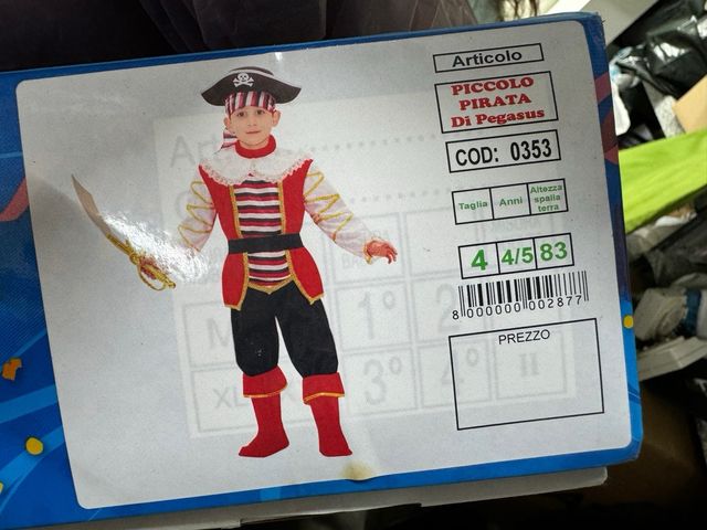 Costume Carnevale Pirata con Spada