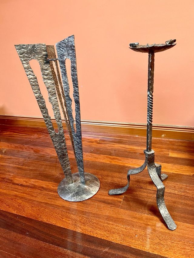 Paraguero y cenicero vintage forja