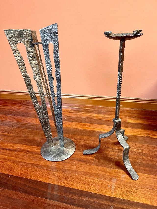 Paraguero y cenicero vintage forja