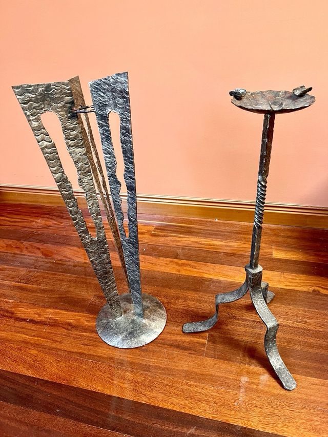 Paraguero y cenicero vintage forja