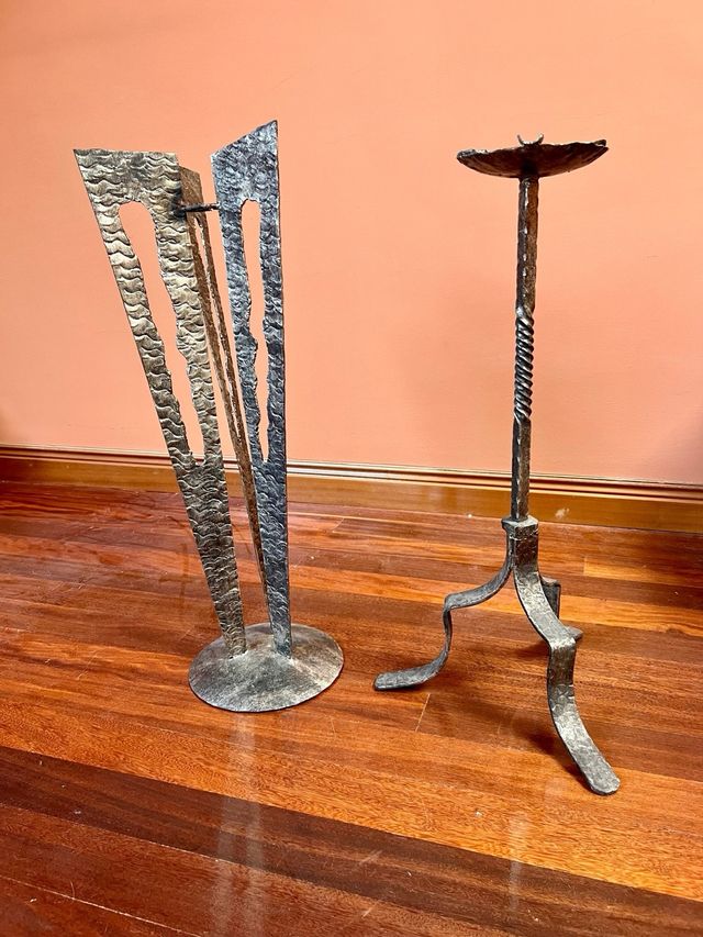 Paraguero y cenicero vintage forja