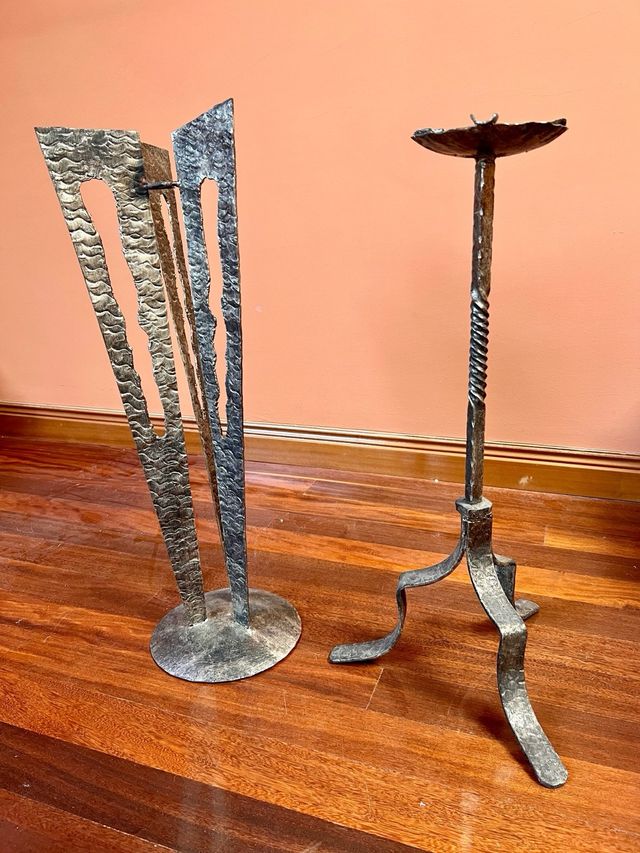 Paraguero y cenicero vintage forja