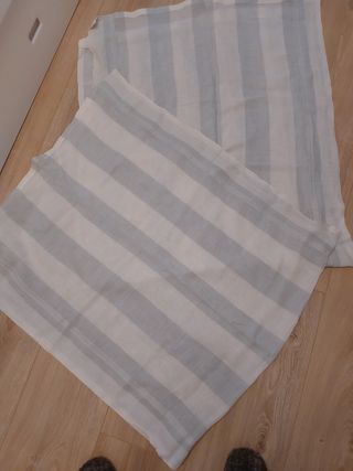 2 Cortinas lino estor+rieles+contrapesos