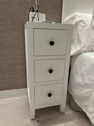 Mesilla de noche nueva madera lacada blanco Banak