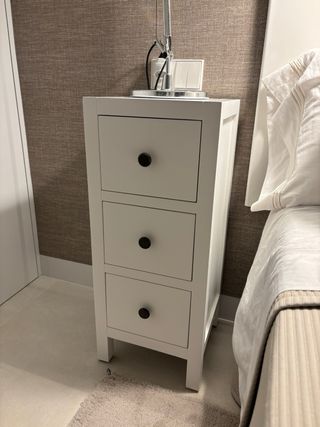 Mesilla de noche nueva madera lacada blanco Banak