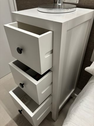 Mesilla de noche nueva madera lacada blanco Banak