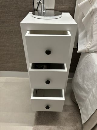 Mesilla de noche nueva madera lacada blanco Banak