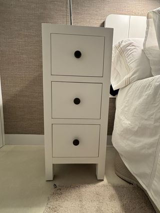 Mesilla de noche nueva madera lacada blanco Banak