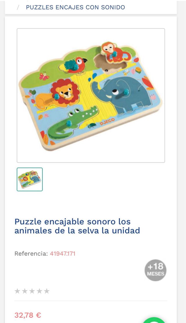 Puzle encajable bebé sonidos animales