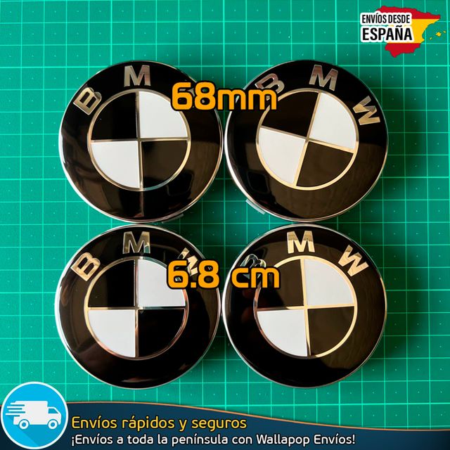 BMW 68mm Tapacubos llantas Emblema Blanco y Negro