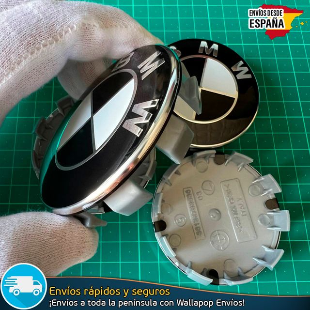 BMW 68mm Tapacubos llantas Emblema Blanco y Negro