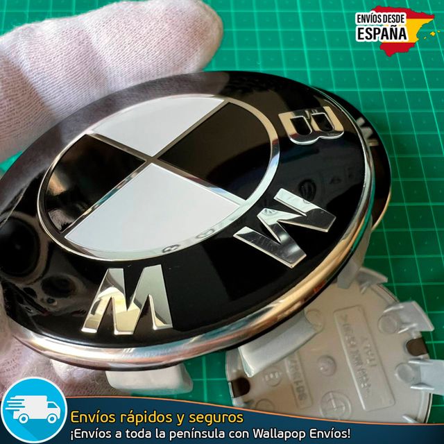 BMW 68mm Tapacubos llantas Emblema Blanco y Negro