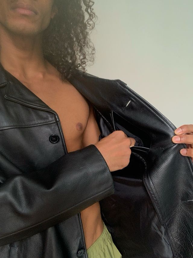 Abrigo negro piel XL