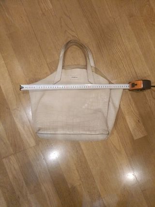 Bolso mano Furla piel blanco/beige