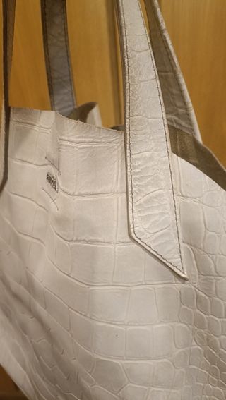 Bolso mano Furla piel blanco/beige