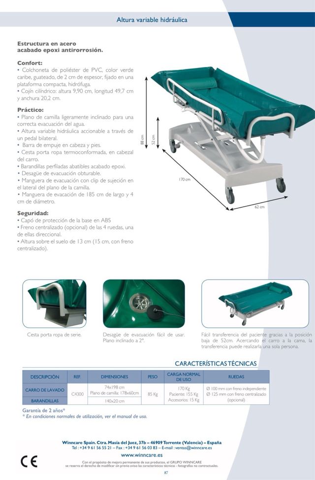 CAMILLA DE DUCHA Y TRANSPORTE