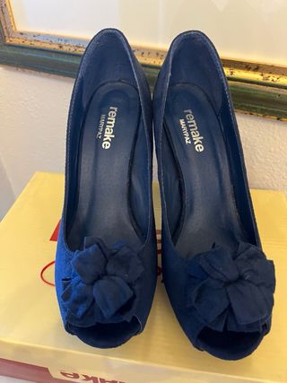Zapato Tacon alto y plataforma. Azul 