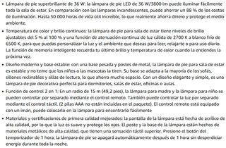 Lámpara de Pie LED Regulable de 36 W