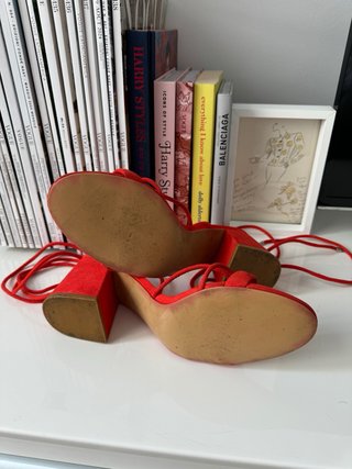 Sandalias de Tiras Tacón Ancho Ante