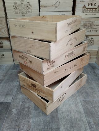 Pack 6 cajas de madera tipo bandeja