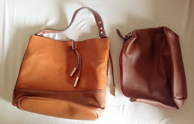 Doble bolso hombro beige, PARFOIS. Talla Única.