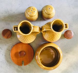 Set menage Mid-century moderno ceranica ulivo