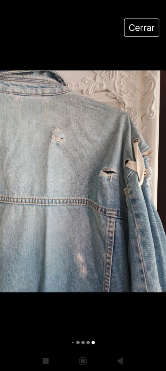 Cazadora vaquera overside lazos y rotos