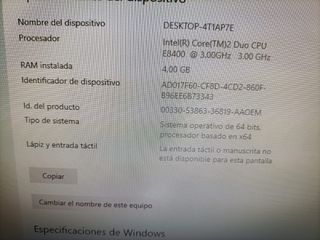 Intel(R) Core(TM)2 Dúo CPU E8400 3.00GHz