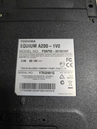 Portátil Toshiba A200-1V0 para piezas