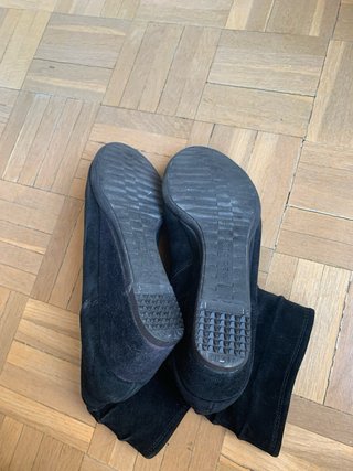 Botines  con cuña ante de piel auténtica forrados