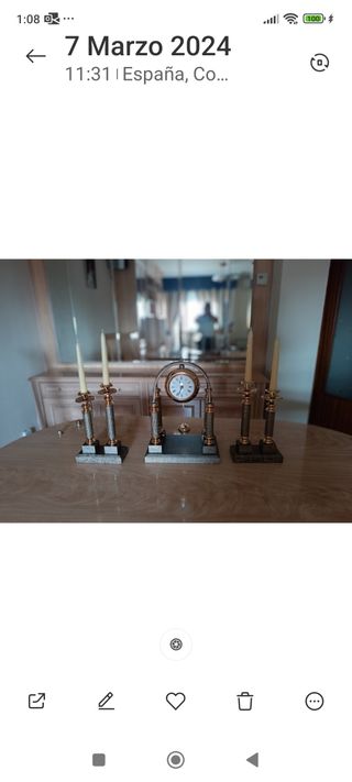 Reloj de salon a juego con candelabros