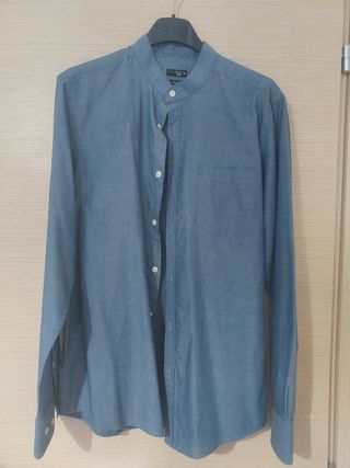 Camicia coreana azzurra slim fit