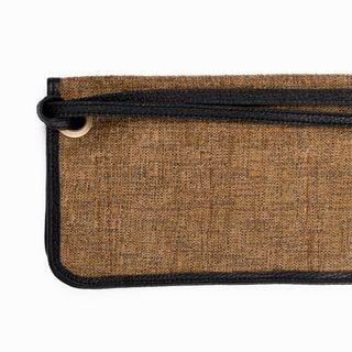 Funda de piel negra y chenilla beige para relojes