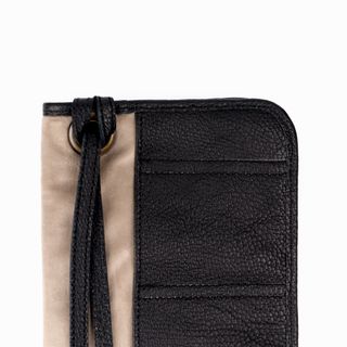 Funda de piel negra y chenilla beige para relojes