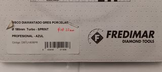 Disco diamante 180mm ext, 22 mm int