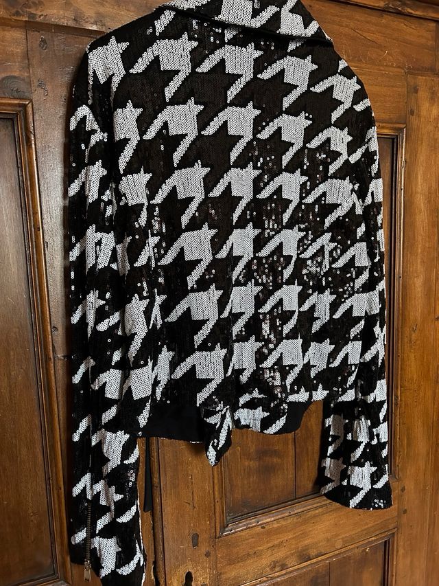 Giacchino paillettes “stampa chanel bianco e nero
