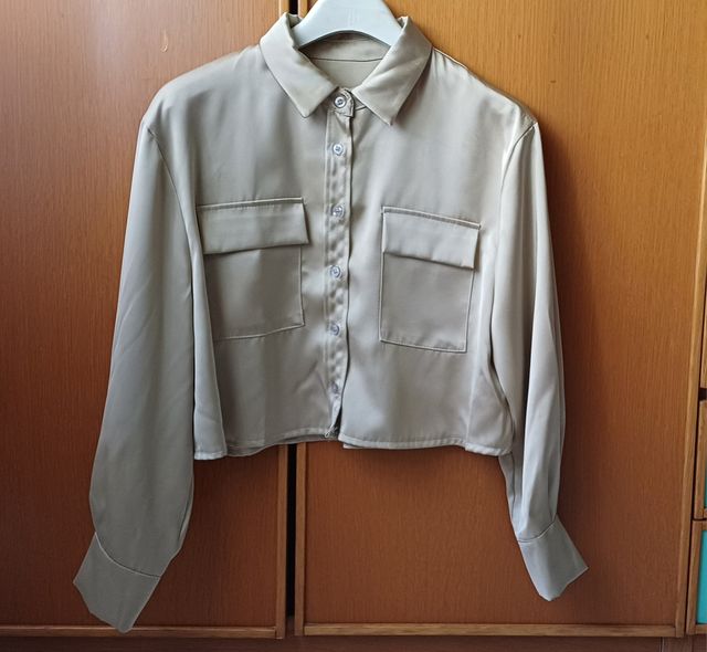 Camicia crop champagne