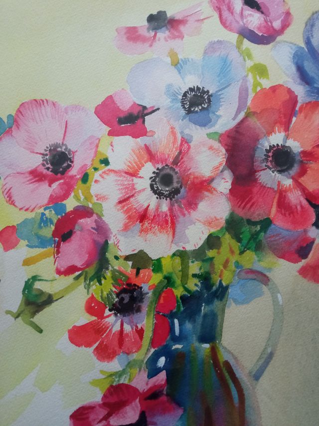 Quadro acquerello vaso di fiori