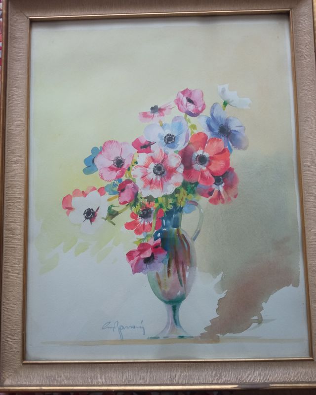 Quadro acquerello vaso di fiori