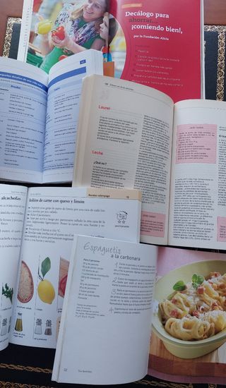 Lote de libros sobre alimentación sana, recetas...