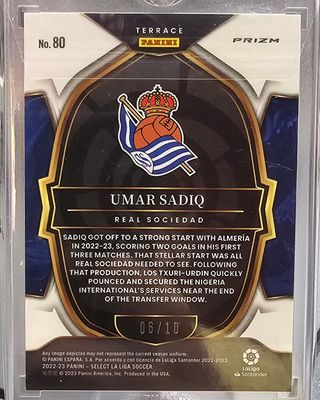 SADIQ REAL SOCIEDAD PANINI SELECT 22/23 GOLD /10