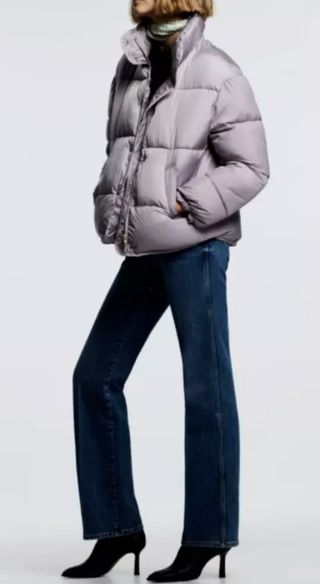 Chaqueta plumas Zara lila Talla L